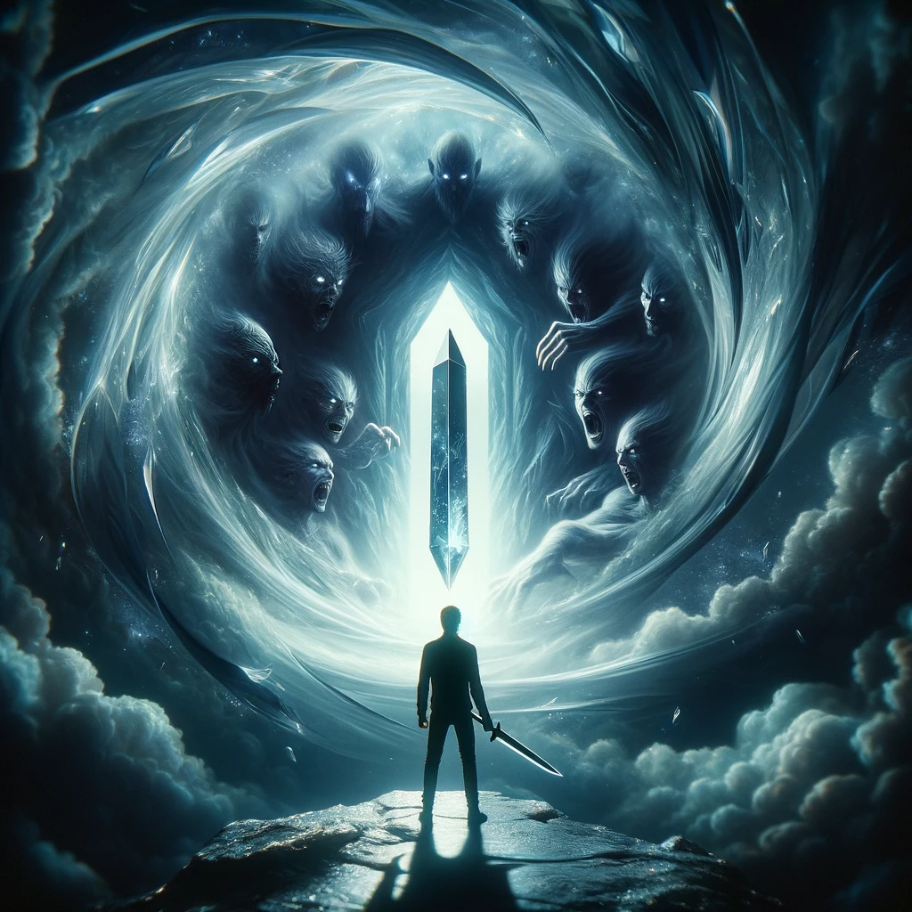 A crystalline dagger glowing faintly in the dark