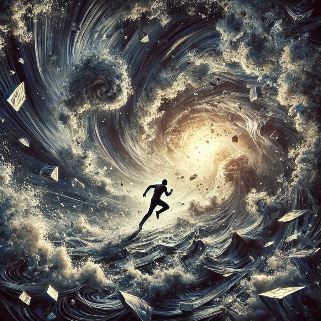 A chaotic vortex of light and shadow