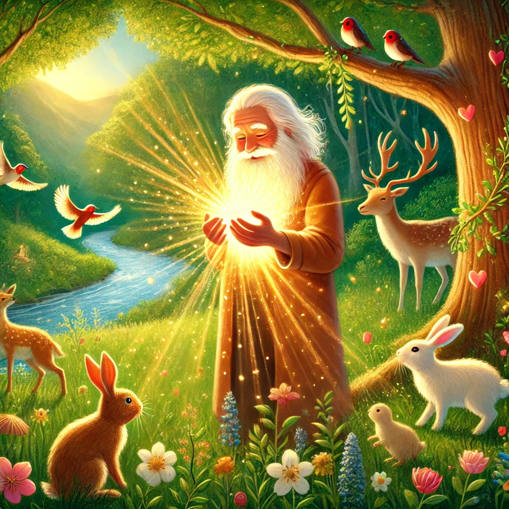 Trees and flowers glowing with love